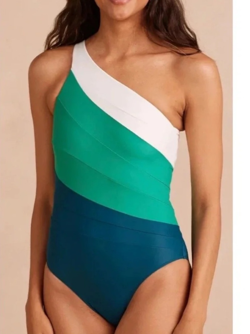 summersalt Blue, green & White Colorblock One-Piece Swimsuit